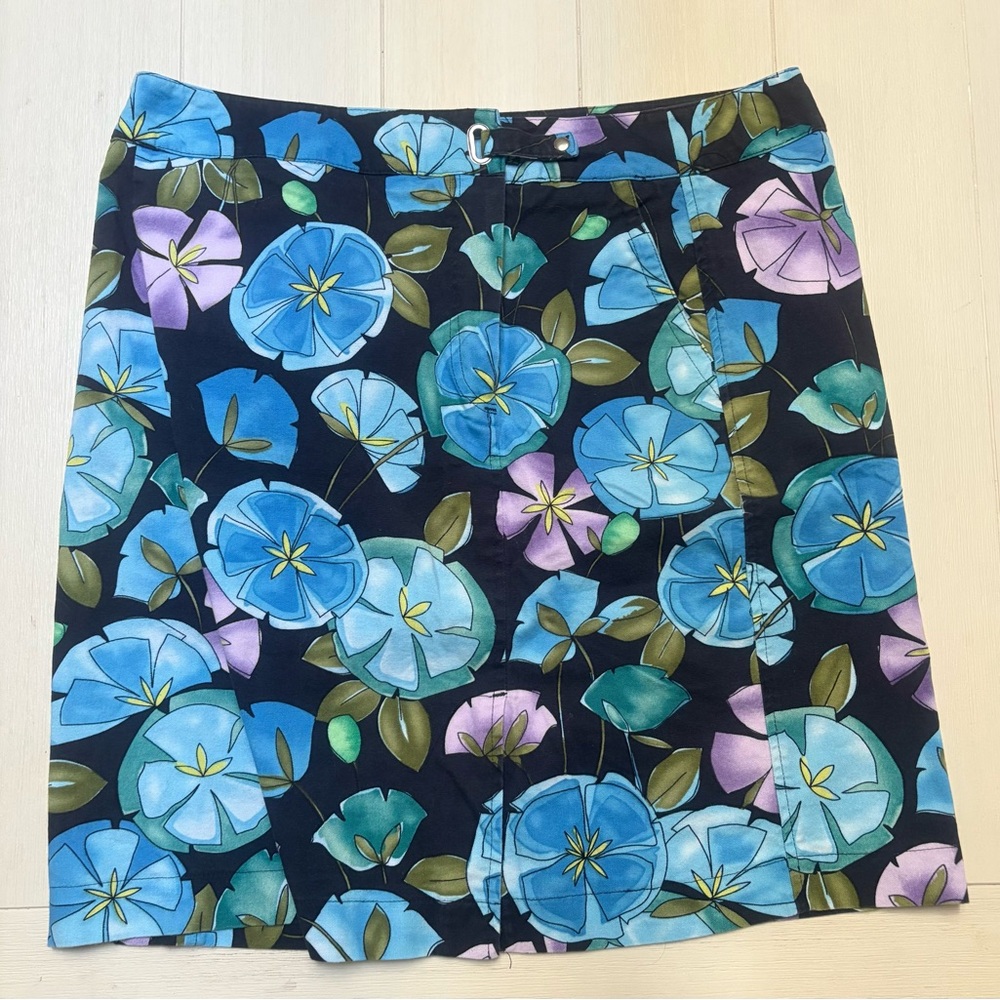Talbots Floral Mini Skirt - Blue and Purple EUC